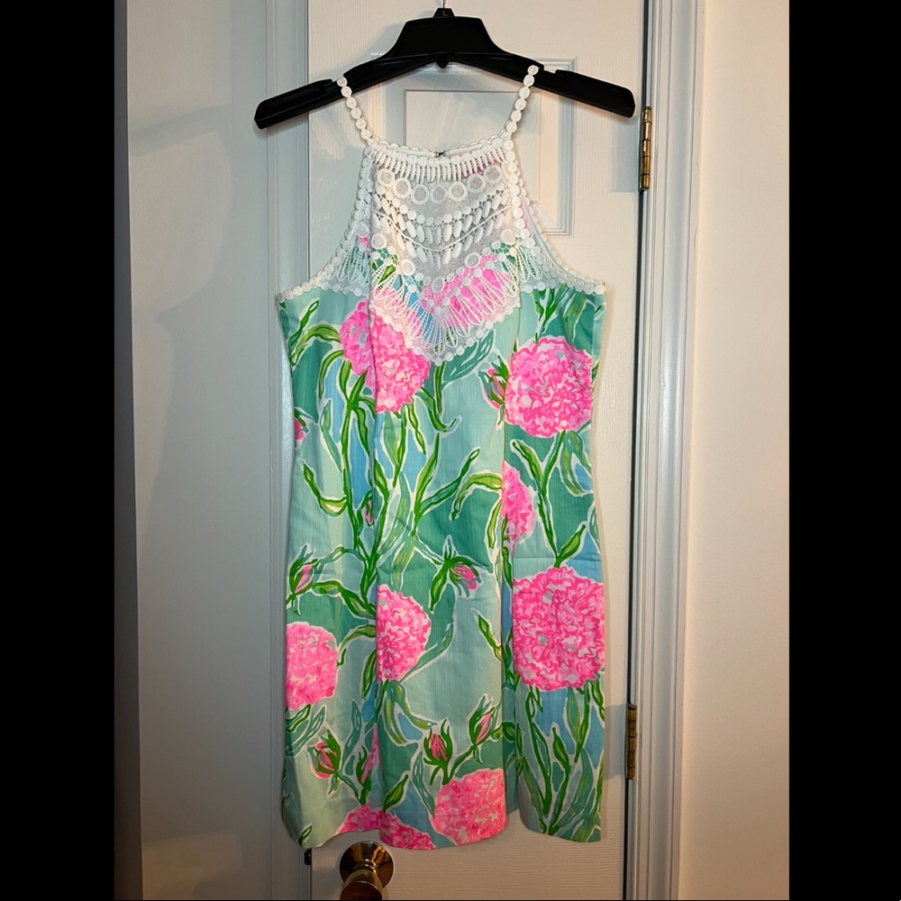 Lilly Pulitzer NWOT Size 6 - Pearl High Neck Shift Dress Poolside Blue